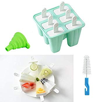 6 Pieces Popsicle Molds Silicone Ice Pop Molds BPA Free Popsicle Mold with 50 Popsicle Sticks Reusable Easy Release Ice Pop Maker